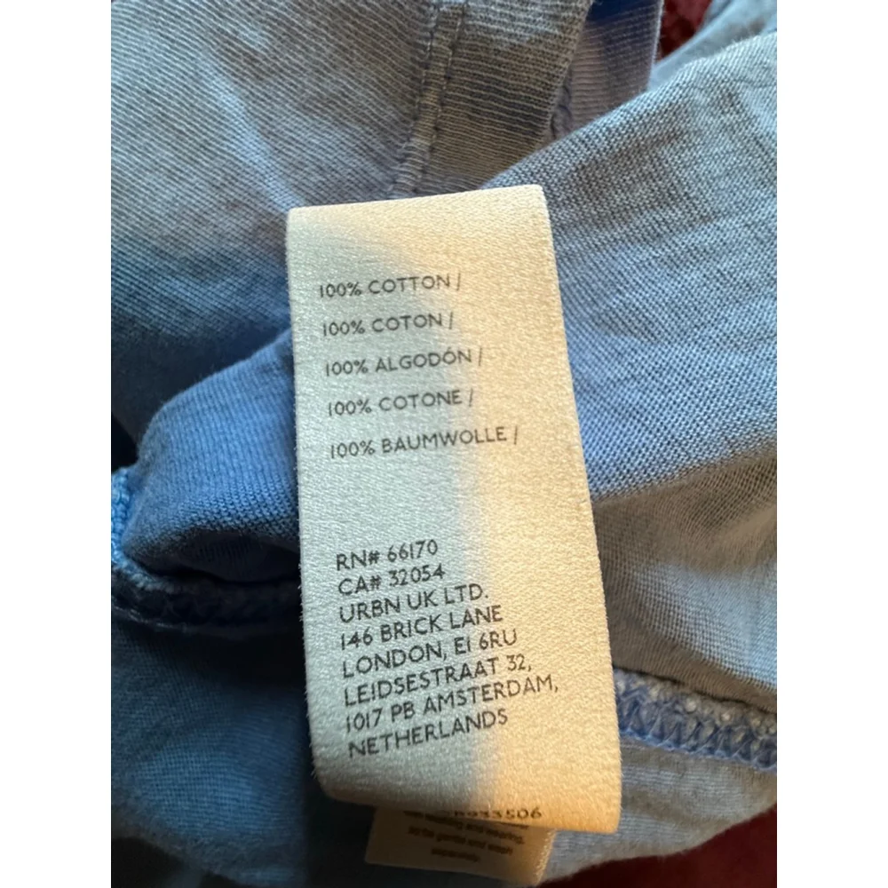 👕 We The Free Free People Long Sleeve Tee Size M All Aboard Blue Oversized Top - Picture 5 of 5
